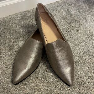 Frye Kenzie Metallic Flats - Pewter Slip-On Loafers NWOB